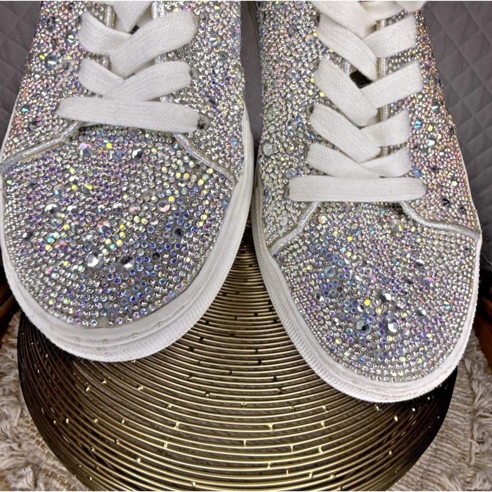 Blinged Out Betsey Johnson Sidny Rhinestone Sneakers Platform Gym Shoes Size 7.5